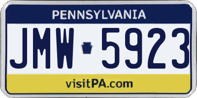 PA license plate JMW5923