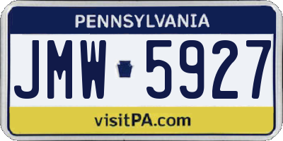 PA license plate JMW5927