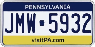 PA license plate JMW5932