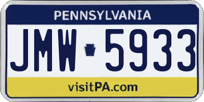 PA license plate JMW5933