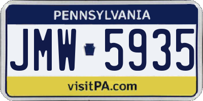 PA license plate JMW5935