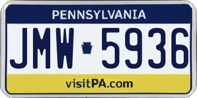 PA license plate JMW5936