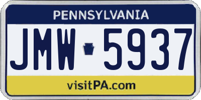 PA license plate JMW5937