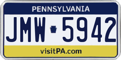 PA license plate JMW5942