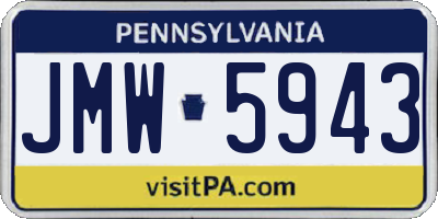 PA license plate JMW5943