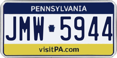 PA license plate JMW5944