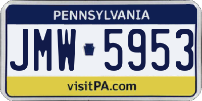 PA license plate JMW5953