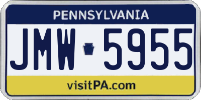 PA license plate JMW5955
