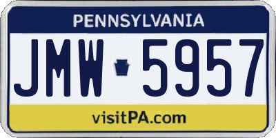 PA license plate JMW5957