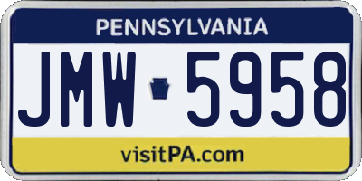 PA license plate JMW5958