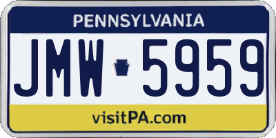 PA license plate JMW5959