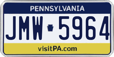 PA license plate JMW5964