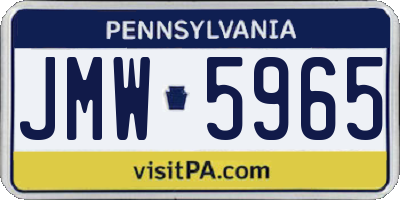 PA license plate JMW5965