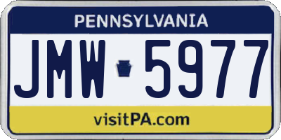 PA license plate JMW5977