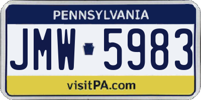 PA license plate JMW5983