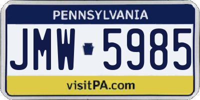 PA license plate JMW5985