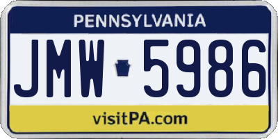 PA license plate JMW5986