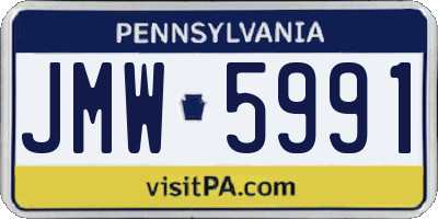PA license plate JMW5991