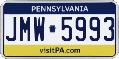 PA license plate JMW5993