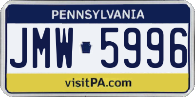 PA license plate JMW5996