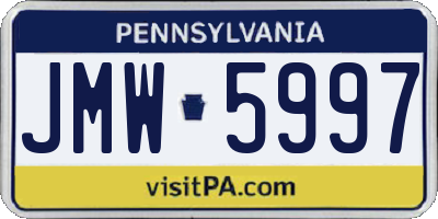 PA license plate JMW5997