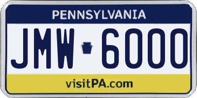 PA license plate JMW6000