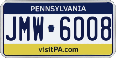PA license plate JMW6008
