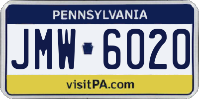 PA license plate JMW6020