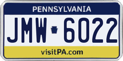 PA license plate JMW6022