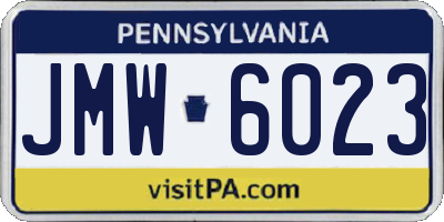 PA license plate JMW6023