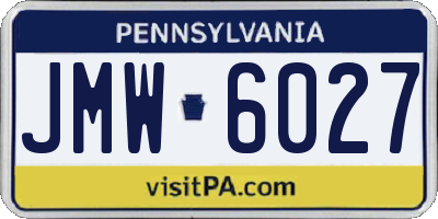 PA license plate JMW6027