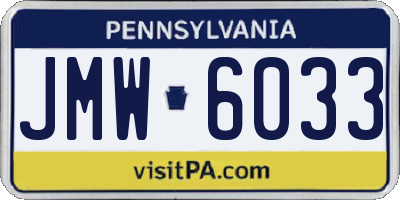 PA license plate JMW6033