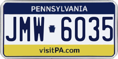 PA license plate JMW6035