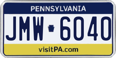 PA license plate JMW6040