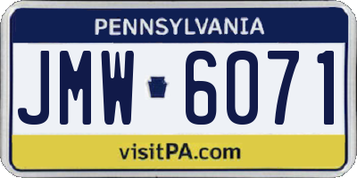 PA license plate JMW6071