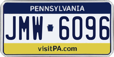 PA license plate JMW6096