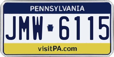 PA license plate JMW6115