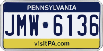 PA license plate JMW6136
