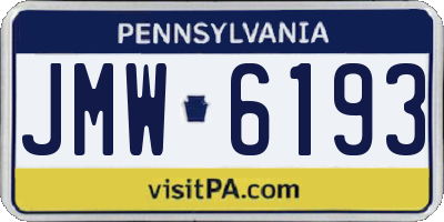 PA license plate JMW6193