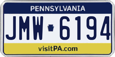 PA license plate JMW6194