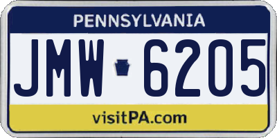 PA license plate JMW6205
