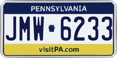 PA license plate JMW6233