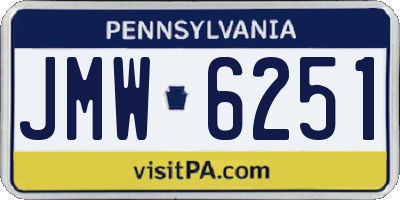 PA license plate JMW6251