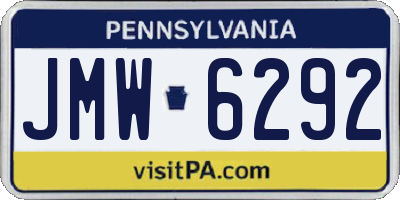 PA license plate JMW6292