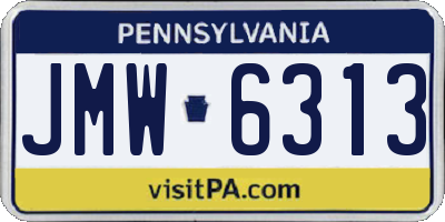 PA license plate JMW6313