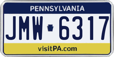 PA license plate JMW6317