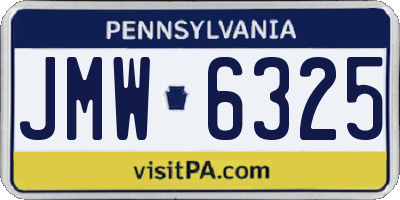 PA license plate JMW6325