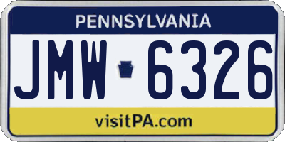 PA license plate JMW6326