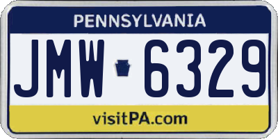 PA license plate JMW6329