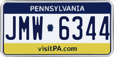 PA license plate JMW6344